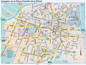 Castello de la Plana (Spain) tourist map with attractions