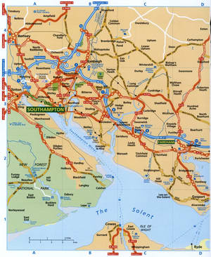 Map of the roads in the Southampton area