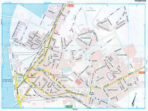 Map of Huelva (Spain) with attractions