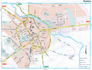 Map of Huesca (Spain) with attractions