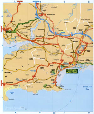 Road map of the Swansea area