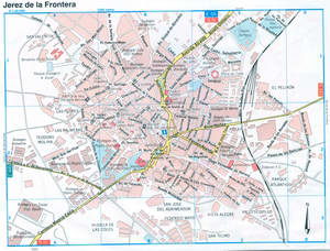 Jerez de la Frontera (Spain) tourist map with sights