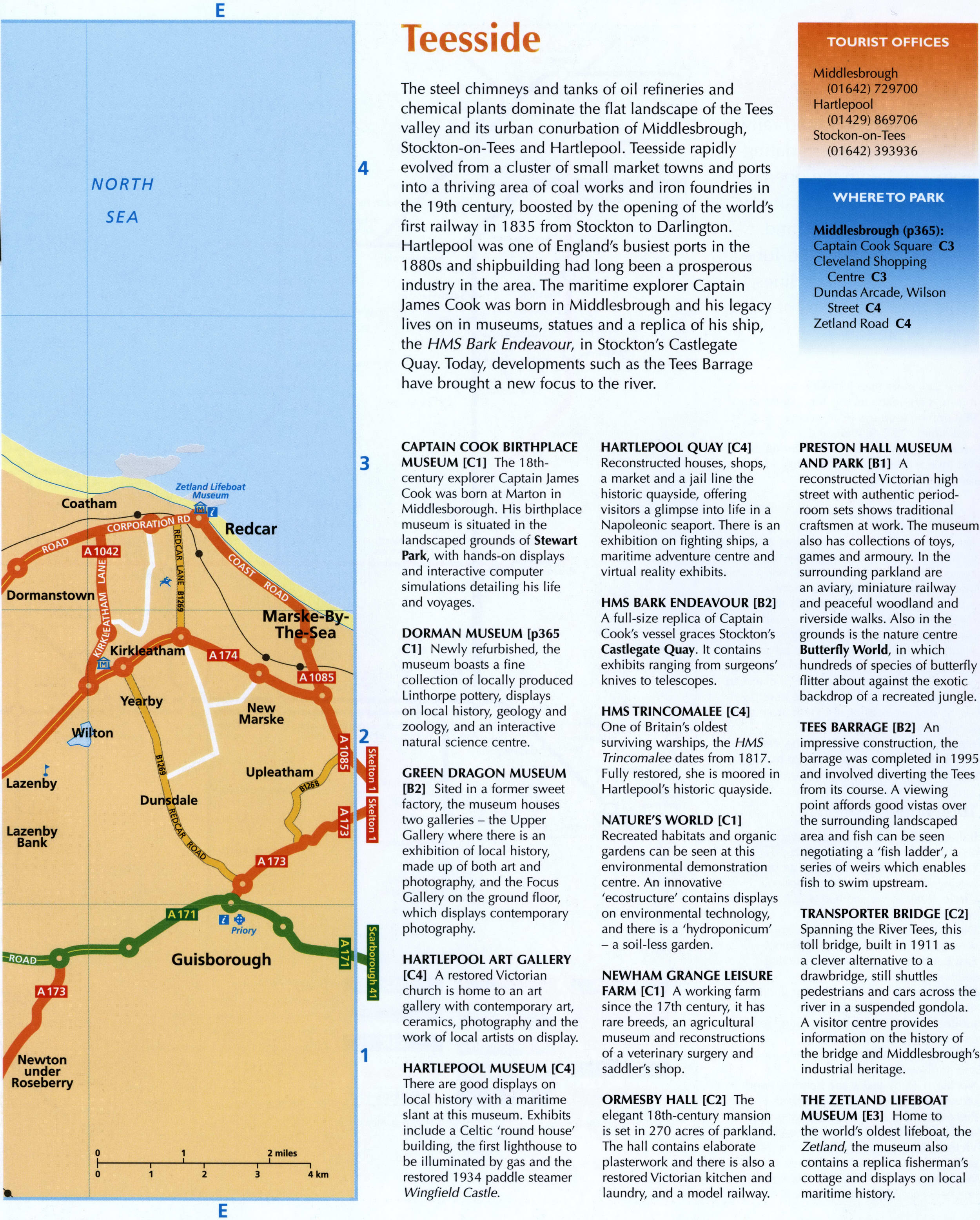 Map of highways and roads of Middlesbrough and surroundings