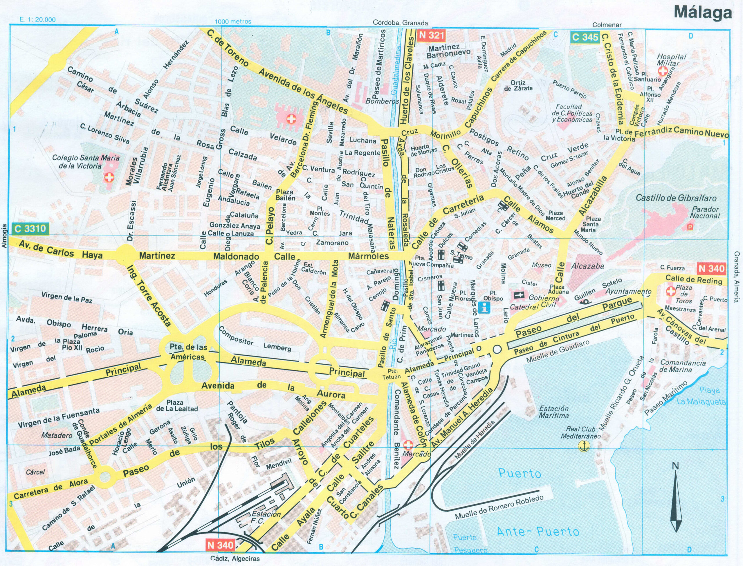 Malaga City Map With Attractions Where Is Malaga In Spain Malaga Maps 