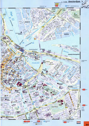 Map of Amsterdam streets with attractions