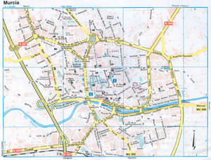 Map of Murcia (Spain) with sights and landmarks