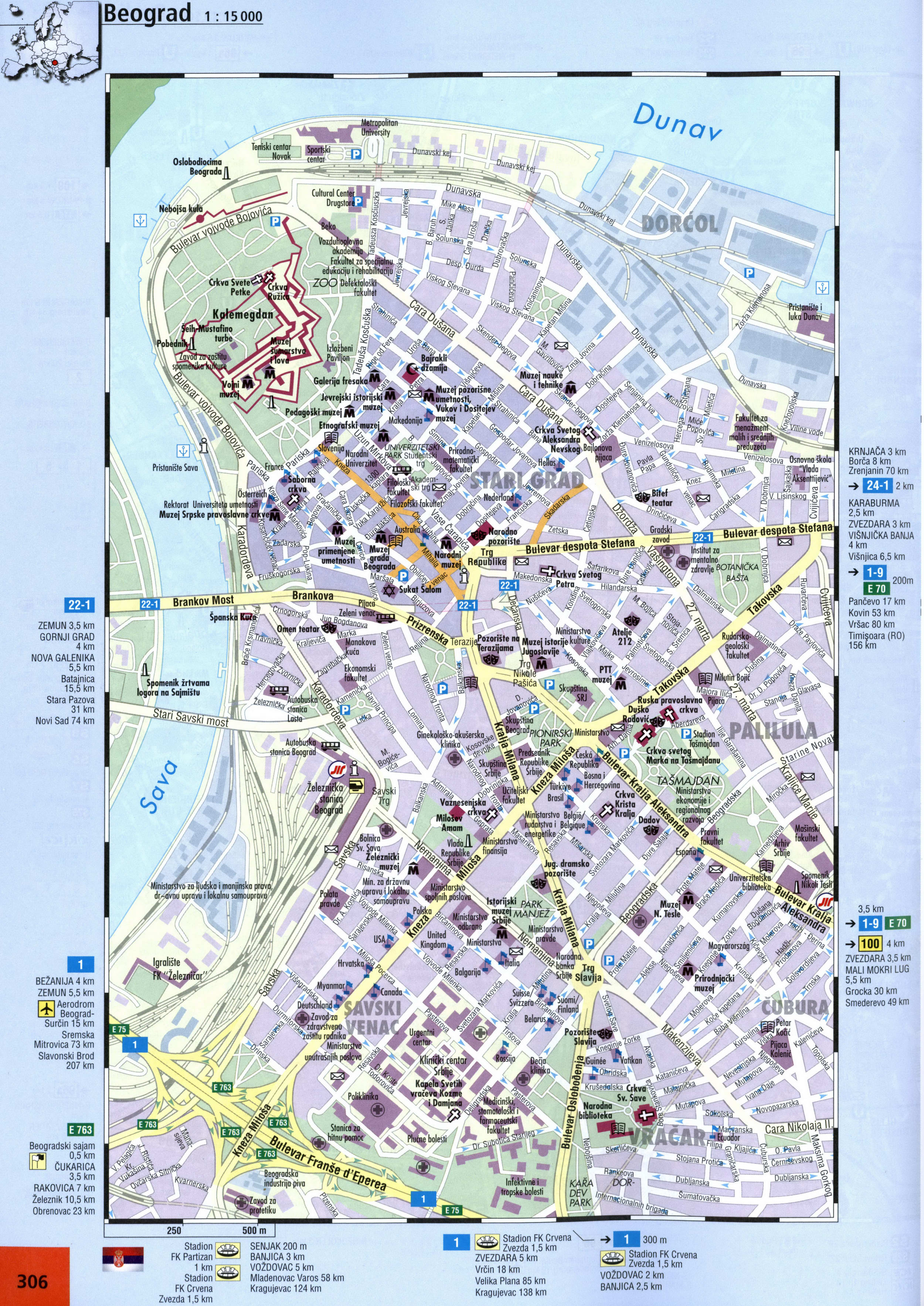 Street map of the city of Belgrade