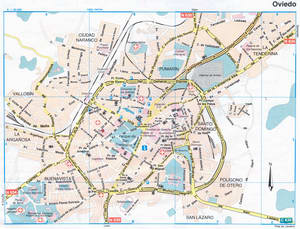 Map of Oviedo (Spain) with sights and landmarks