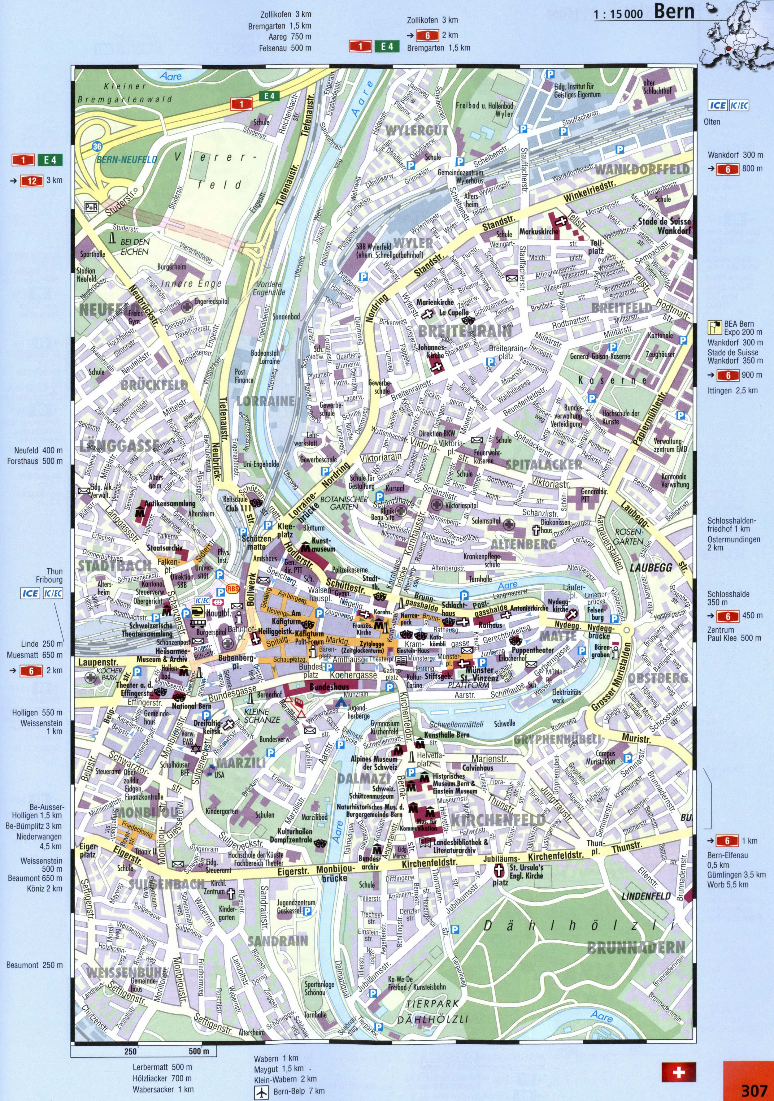 Street map of the city of Bern