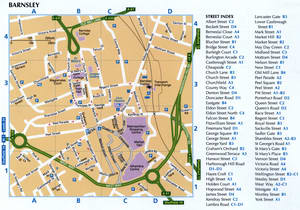 Barnsley UK street map with sights