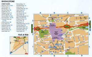 Basingstoke UK street map with sights