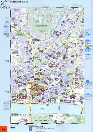 Street map of the city of Bratislava