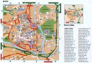 Bath map with parking lots and public toilets