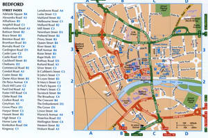 Bedforg map with parking lots and public toilets