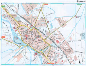 Map of Palencia (Spain) with sights and landmarks