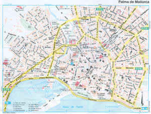 Map of Palma de Mallorca (Spain) with sights and landmarks