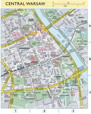 Map of Warsaw city center