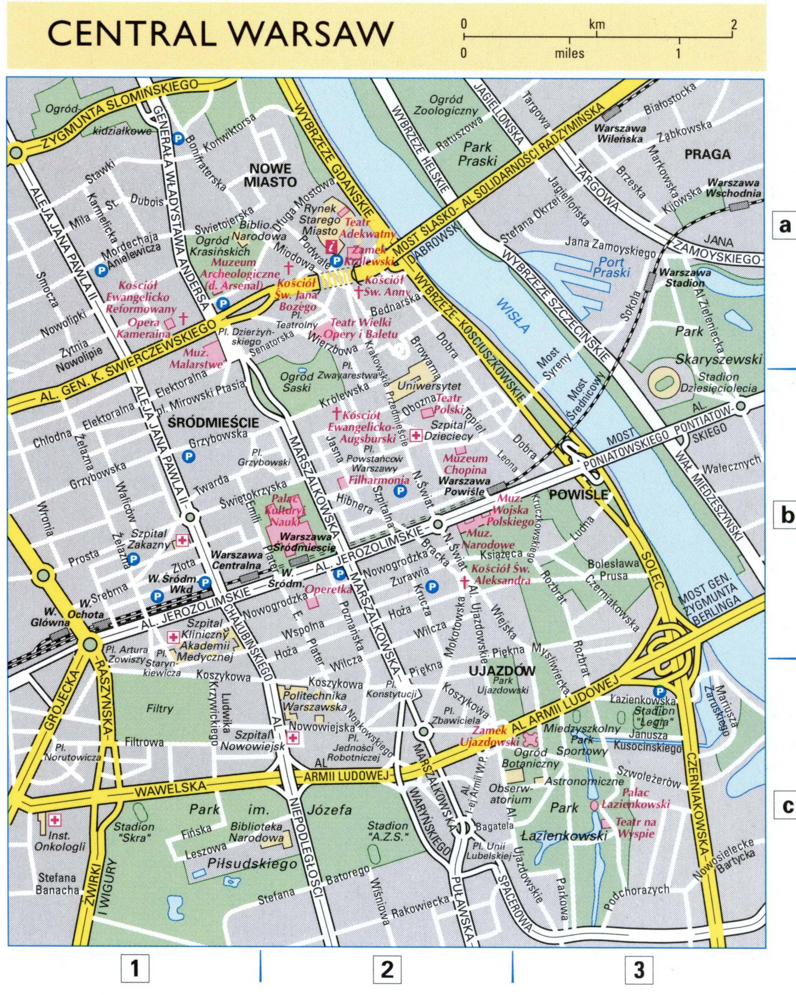 Map of Warsaw city center