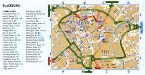 Blackburn map with parking lots and public toilets