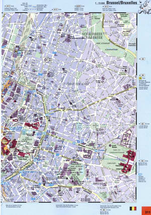 Detailed street map of Brussels with points of interest