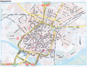 Map of Salamanca (Spain) with sights and landmarks
