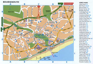 Bournemouth map with parking lots and public toilets
