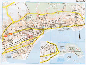 Map of Santander (Spain) with sights and landmarks