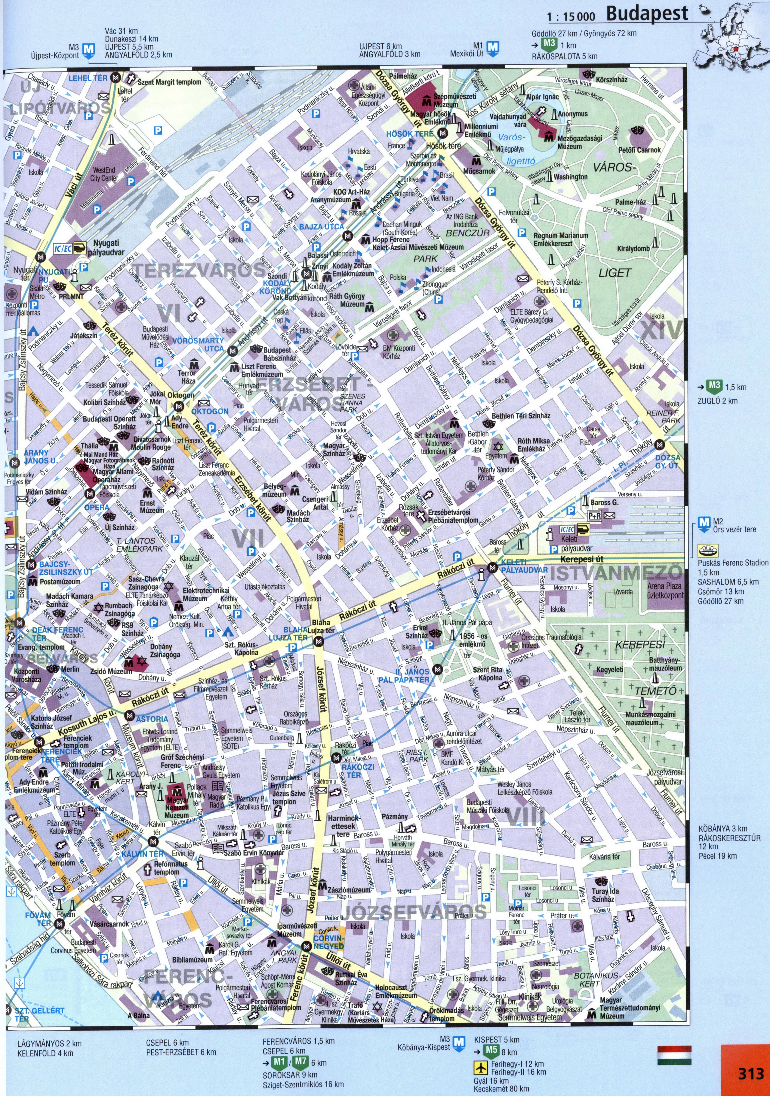Detailed map of the city of Budapest