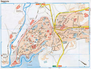 Map of Segovia (Spain) with sights and landmarks
