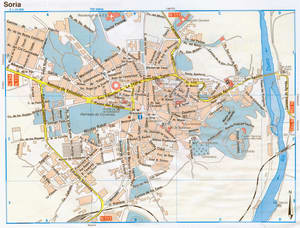 Map of Soria (Spain) with sights and landmarks