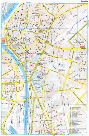 Map of Sevilla (Spain) with sights and landmarks