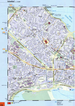 Map of Istanbul streets with attractions