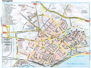 Map of Tarragona (Spain) with sights and landmarks
