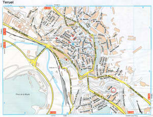 Map of Teruel (Spain) with sights and landmarks