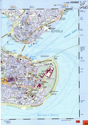 Map of Istanbul streets with attractions
