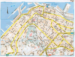 Map of Vigo (Spain) with sights and landmarks