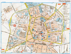 Map of Vitoria-Gasteiz (Spain) with sights and landmarks