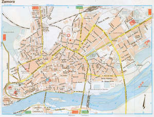 Map of Zamora (Spain) with sights and landmarks