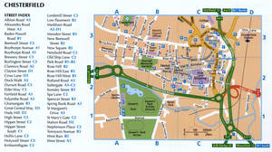 Tourist map of Chesterfield with attractions and public places