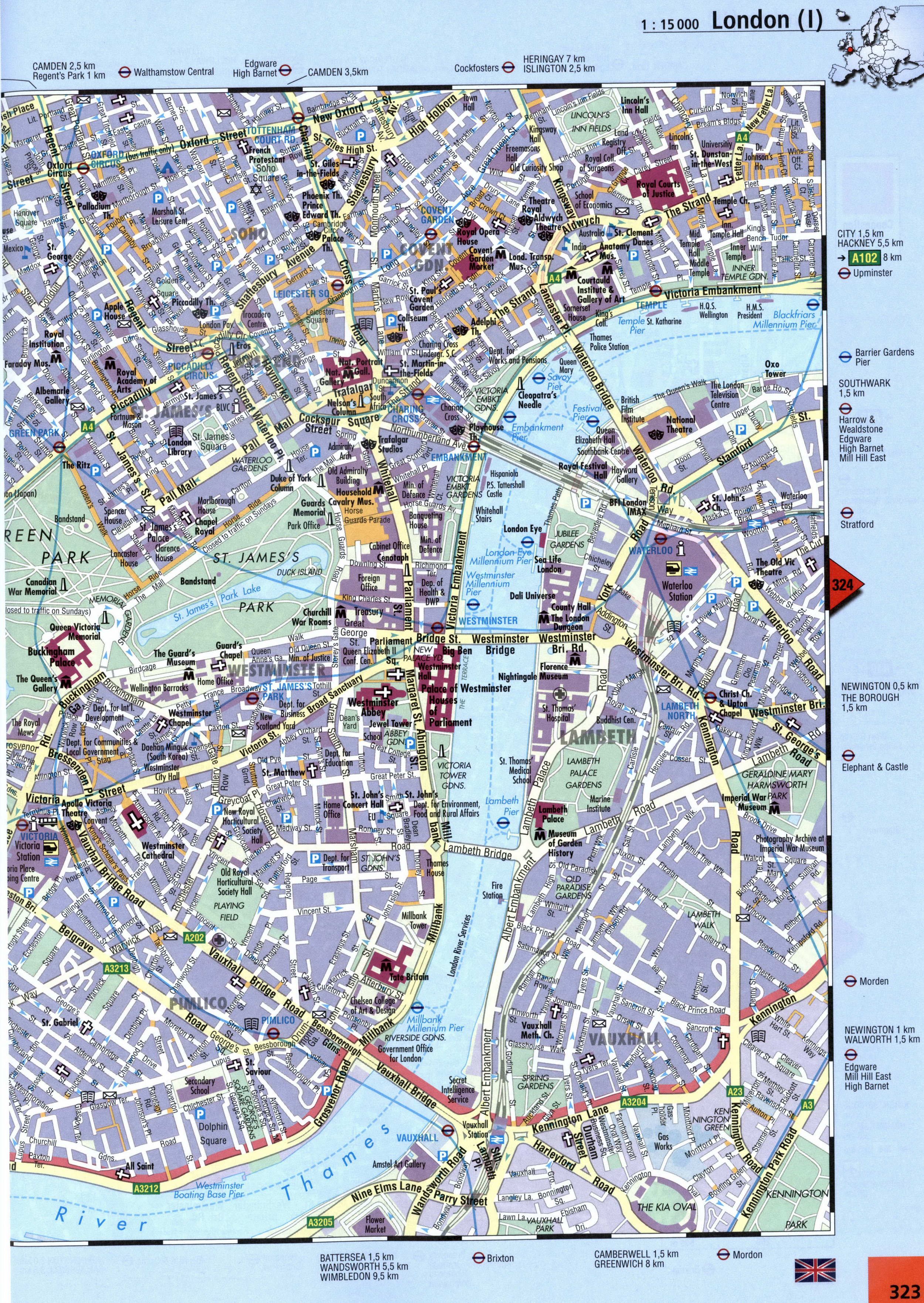 London street map with sights