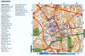 Tourist map of the city of Croydon with attractions and landmarks