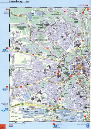 Luxembourg street map with beautiful sights