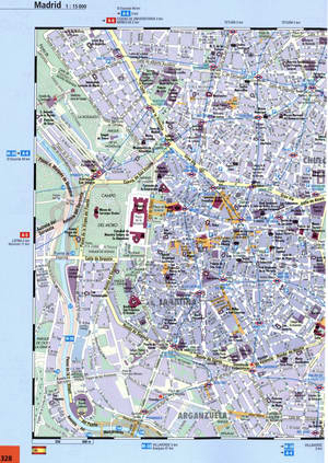 Madrid street map with beautiful sights
