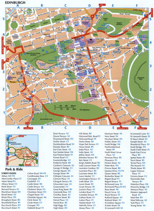 Map of Edinburgh and a list of all streets in Edinburgh