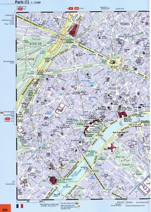 Paris street map with sights