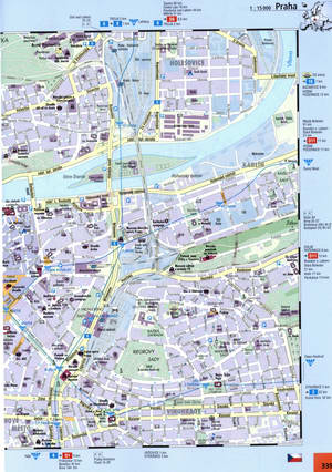 Prague street map with sights