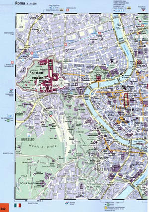 Rome street map with beautiful sights