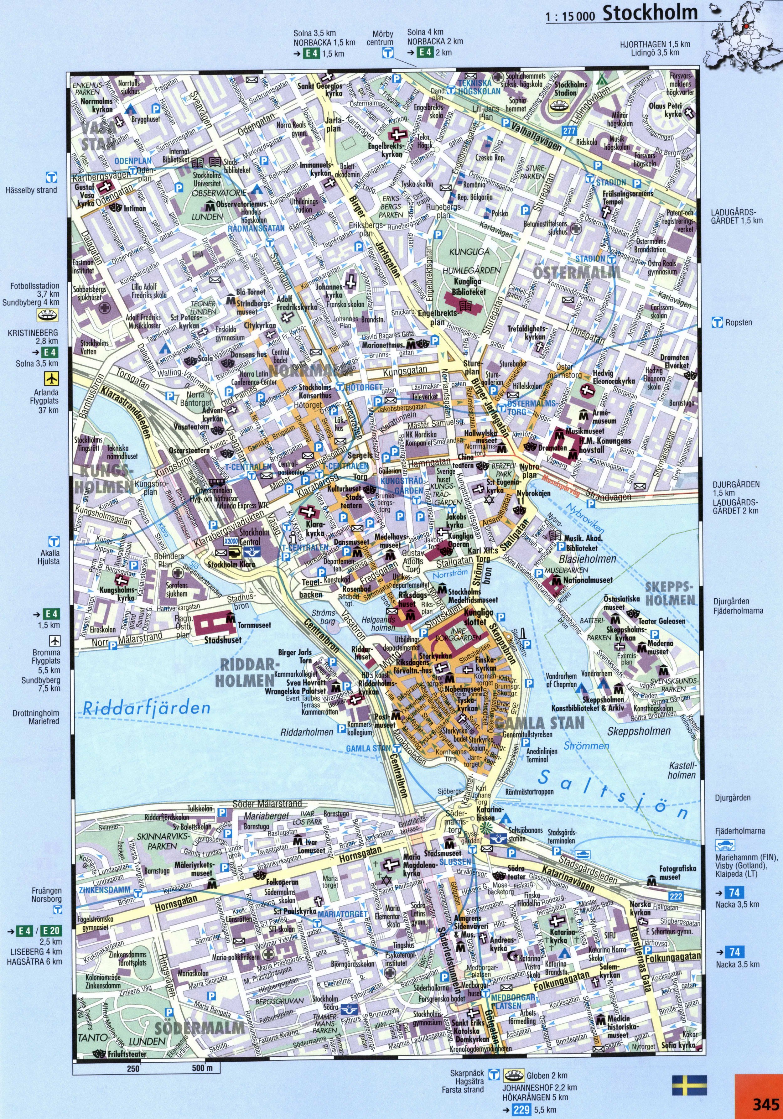 Stockholm street map with sights