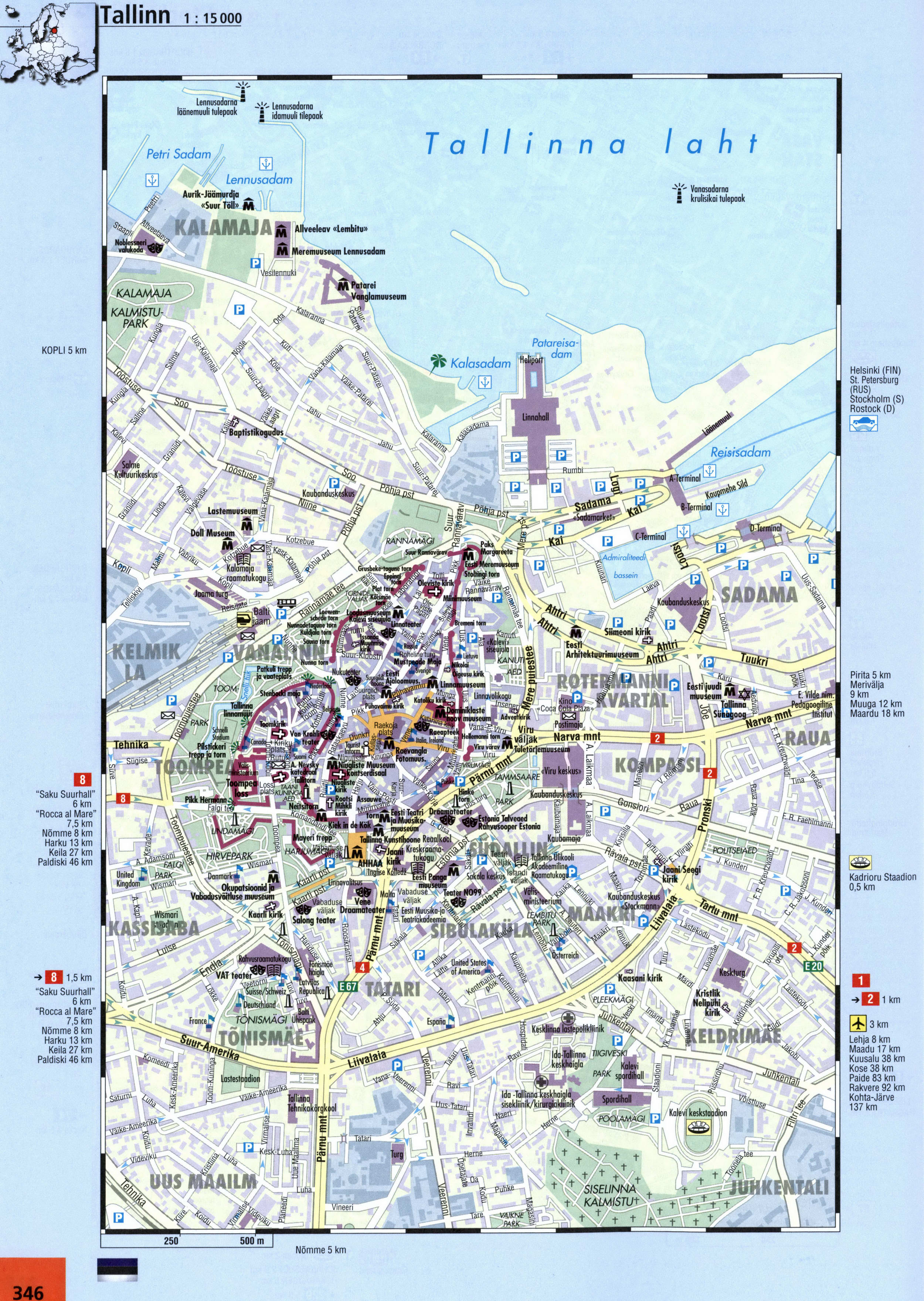 Tallinn street map with sights