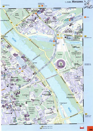 Warsaw street map with beautiful sights